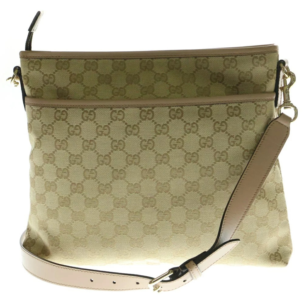 GUCCI GG Canvas Shoulder Bag Messenger Beige Leather - Picture 2 of 6